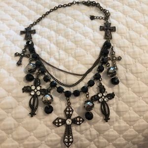 Boutique metal cross necklace with stones